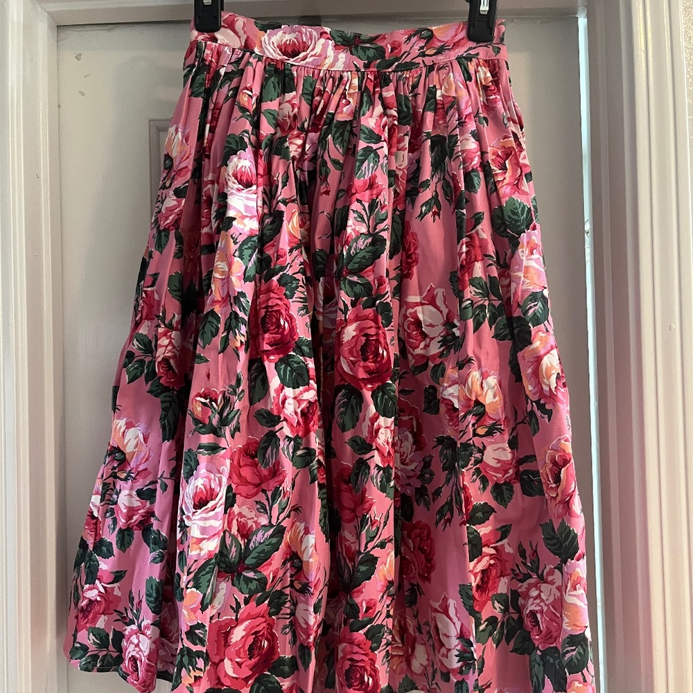 Vixen by Micheline Pitt Pink Roses Swing Skirt